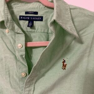 Ralph Lauren Men's Light Green Button Down Shirt